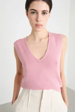Top aderente in maglia - Rosa