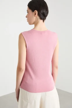 Top aderente in maglia - Rosa