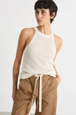 Top all'americana in maglia - Bianco