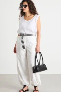 Top ampio in tessuto leggero - Bianco