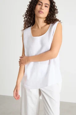 Top ampio in tessuto leggero - Bianco