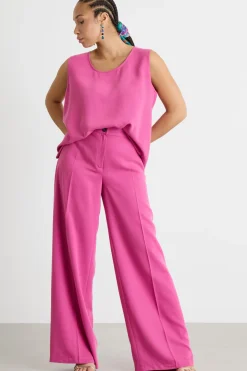 Top ampio in twill - Fuxia