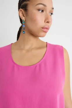 Top ampio in twill - Fuxia