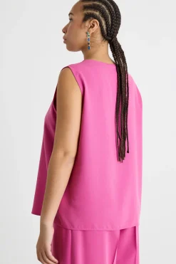 Top ampio in twill - Fuxia
