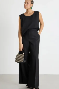 Top ampio in twill - Nero