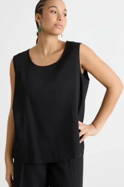 Top ampio in twill - Nero