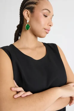 Top ampio in twill - Nero