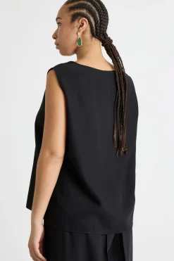 Top ampio in twill - Nero