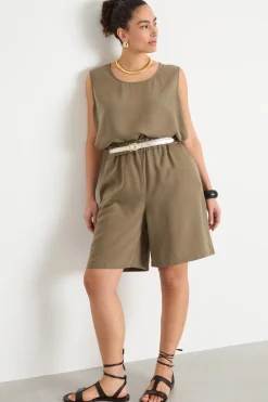 Top ampio in twill - Verde