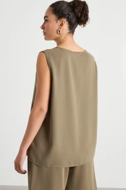 Top ampio in twill - Verde