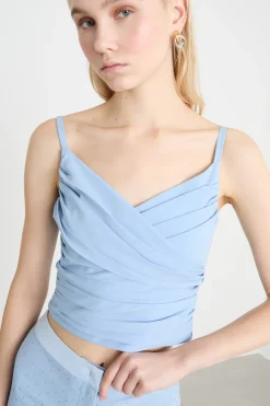 Top arricciato aderente - Azzurro
