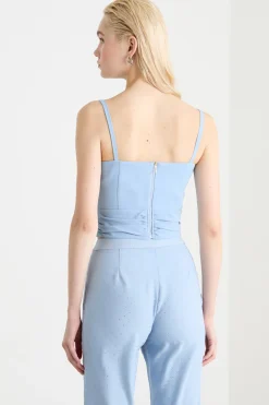Top arricciato aderente - Azzurro