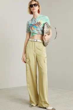 Top arricciato con stampa - Verde Azzurro
