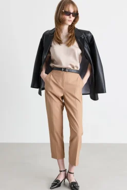 Top asimmetrico con drappeggio - Beige