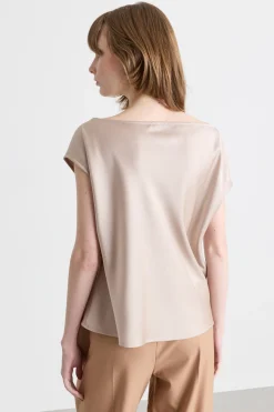 Top asimmetrico con drappeggio - Beige