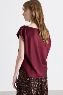 Top asimmetrico con drappeggio - Bordeaux