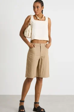 Top boxy con scollo squadrato - Bianco