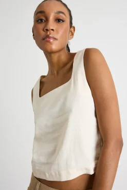 Top boxy con scollo squadrato - Bianco