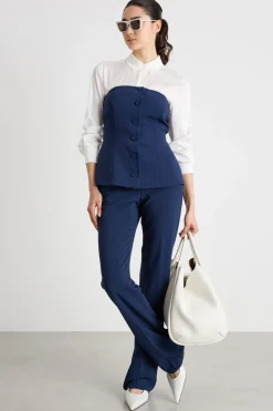 Top bustier in cady - Blu