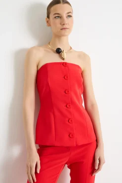 Top bustier in cady - Rosso