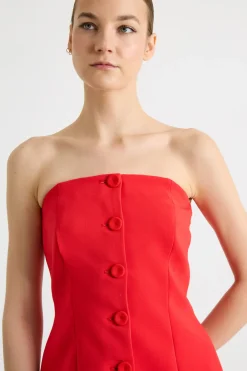 Top bustier in cady - Rosso