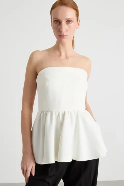 Top bustier in sablé - Bianco