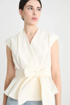 Top con cintura - Bianco