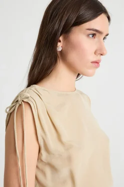 Top con coulisse - Beige
