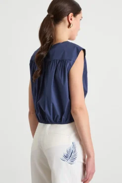 Top con coulisse - Blu