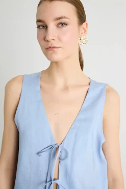 Top con lacci - Azzurro