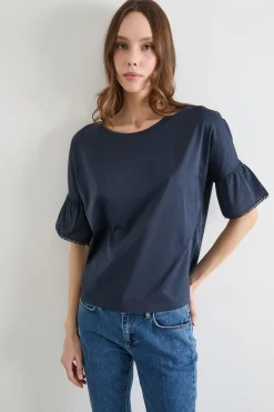 Top con maniche a corolla - Blu