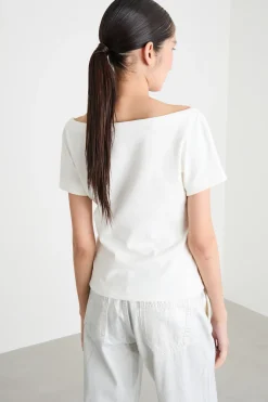 Top con maxi scollo - Bianco