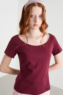 Top con maxi scollo - Bordeaux