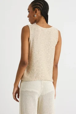 Top con paillettes - Beige