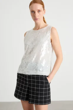 Top con paillettes - Bianco