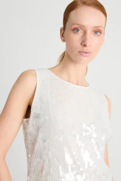 Top con paillettes - Bianco