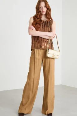 Top con paillettes - Marrone Cammello