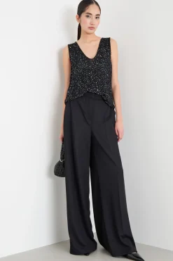 Top con paillettes - Nero