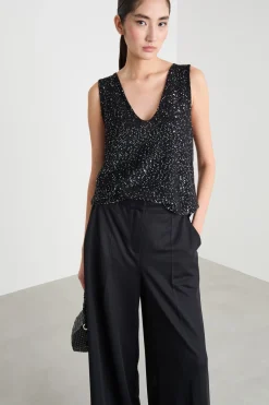 Top con paillettes - Nero