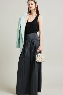 Top con profili in strass - Nero