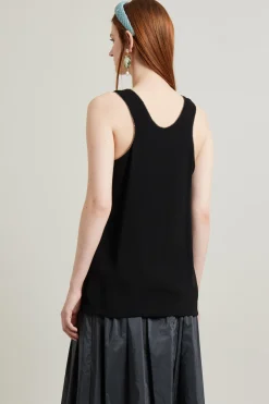 Top con profili in strass - Nero