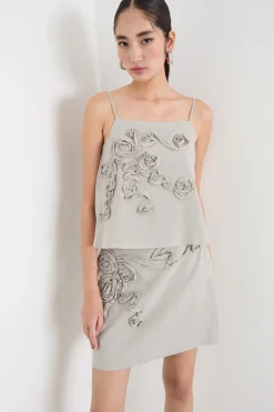 Top con ricamo floreale - Grigio