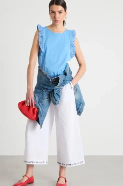 Top con rouche - Azzurro