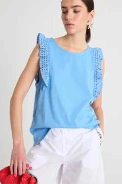 Top con rouche - Azzurro