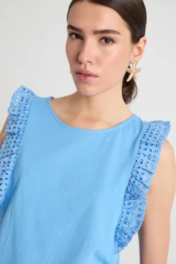 Top con rouche - Azzurro