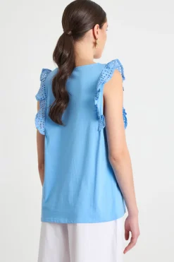 Top con rouche - Azzurro