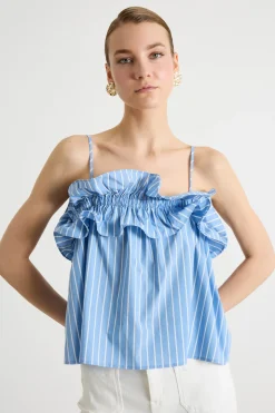 Top con rouche - Azzurro Bianco