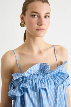 Top con rouche - Azzurro Bianco