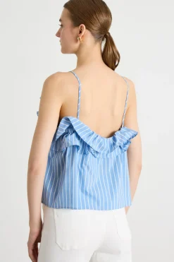 Top con rouche - Azzurro Bianco