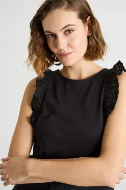 Top con rouches - Nero